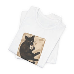 Grumpy Black Cat Coffee Break - Introvert Humor T-Shirt
