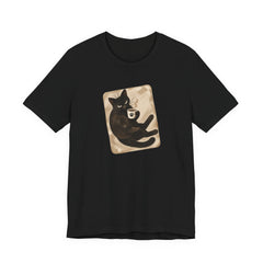 Grumpy Black Cat Coffee Break - Introvert Humor T-Shirt