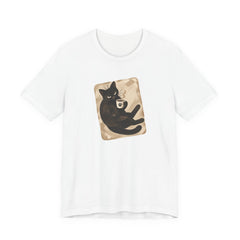 Grumpy Black Cat Coffee Break - Introvert Humor T-Shirt